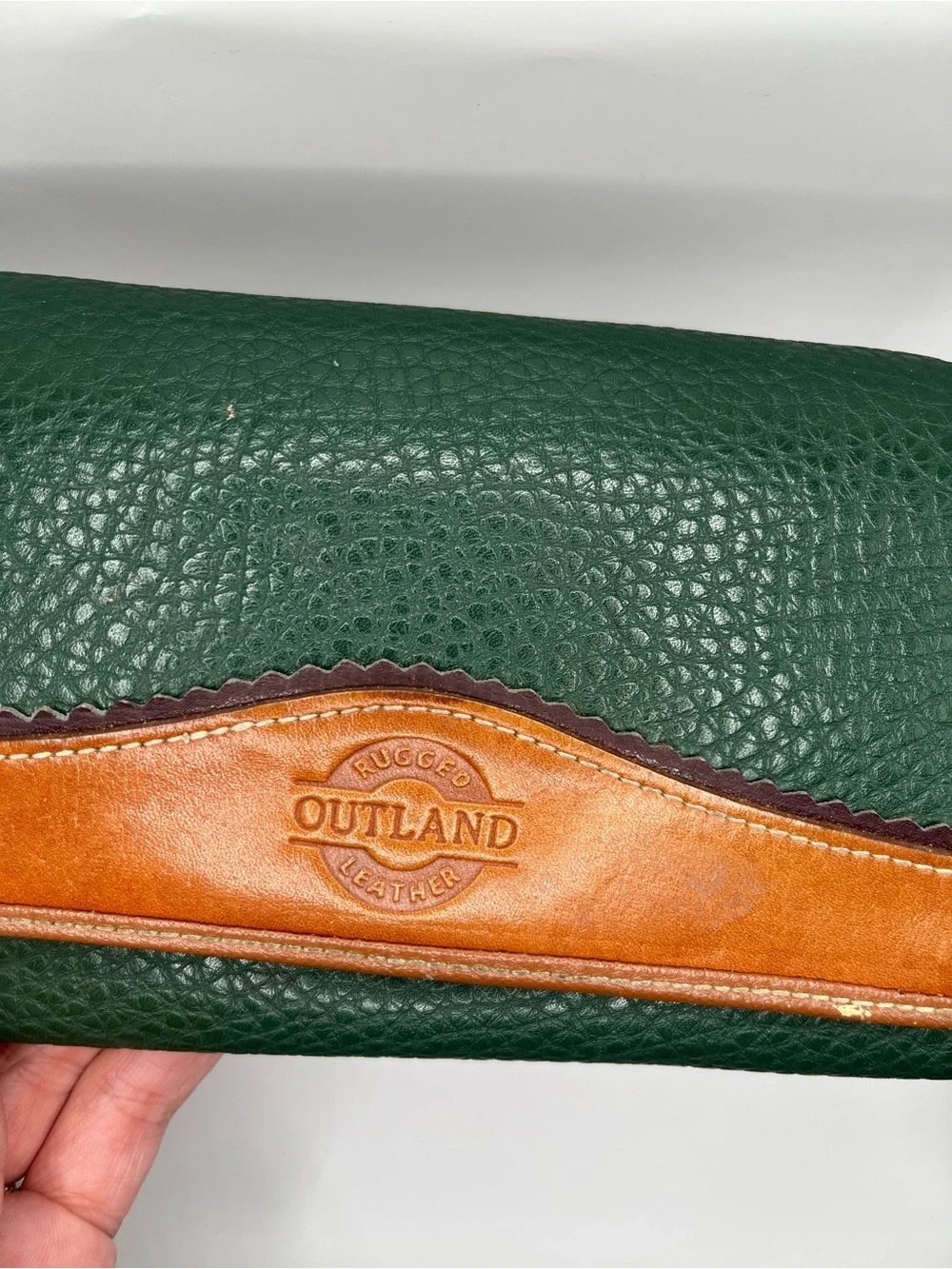 Vintage Outland Green and Brown Leather Wallet